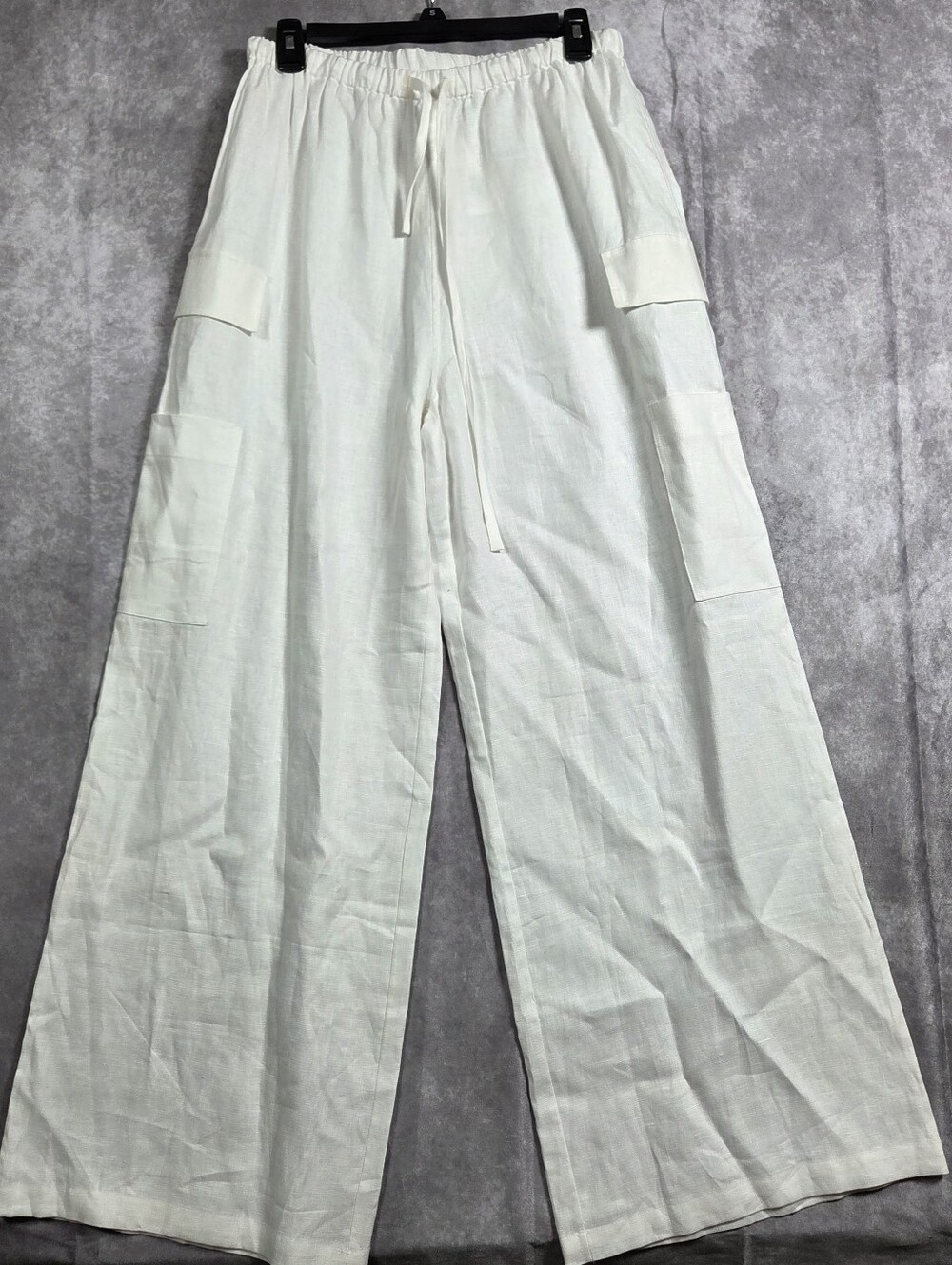 NWT Reformation Ethan White Linen Wide Leg Cargo Pants Drawstring M